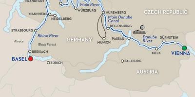Žemėlapis dunojaus upės, Vienos 