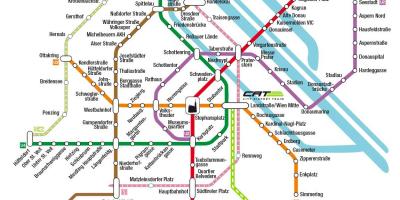 Katė miesto oro uosto traukinio Vienos žemėlapio