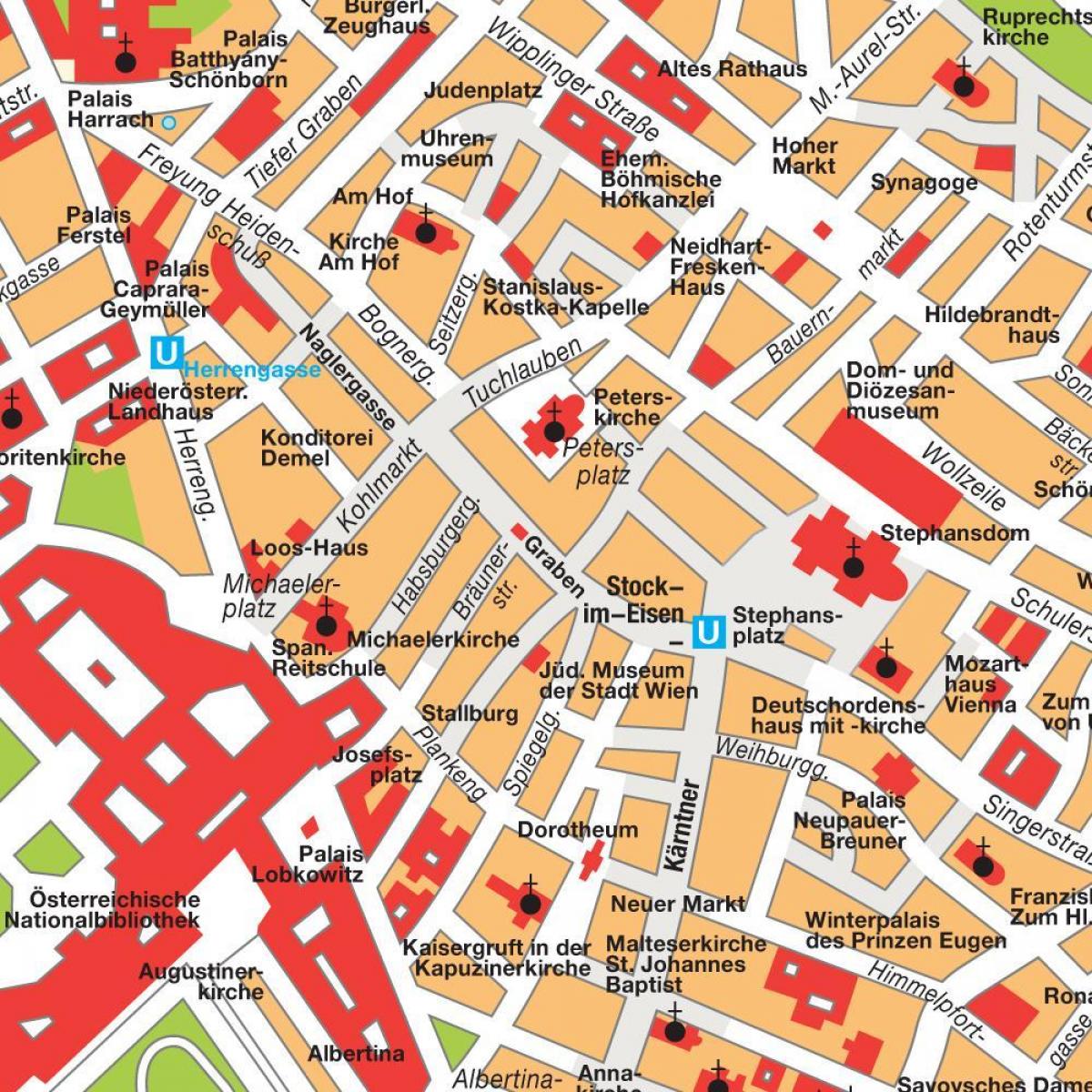 Vienos miesto centro žemėlapis
