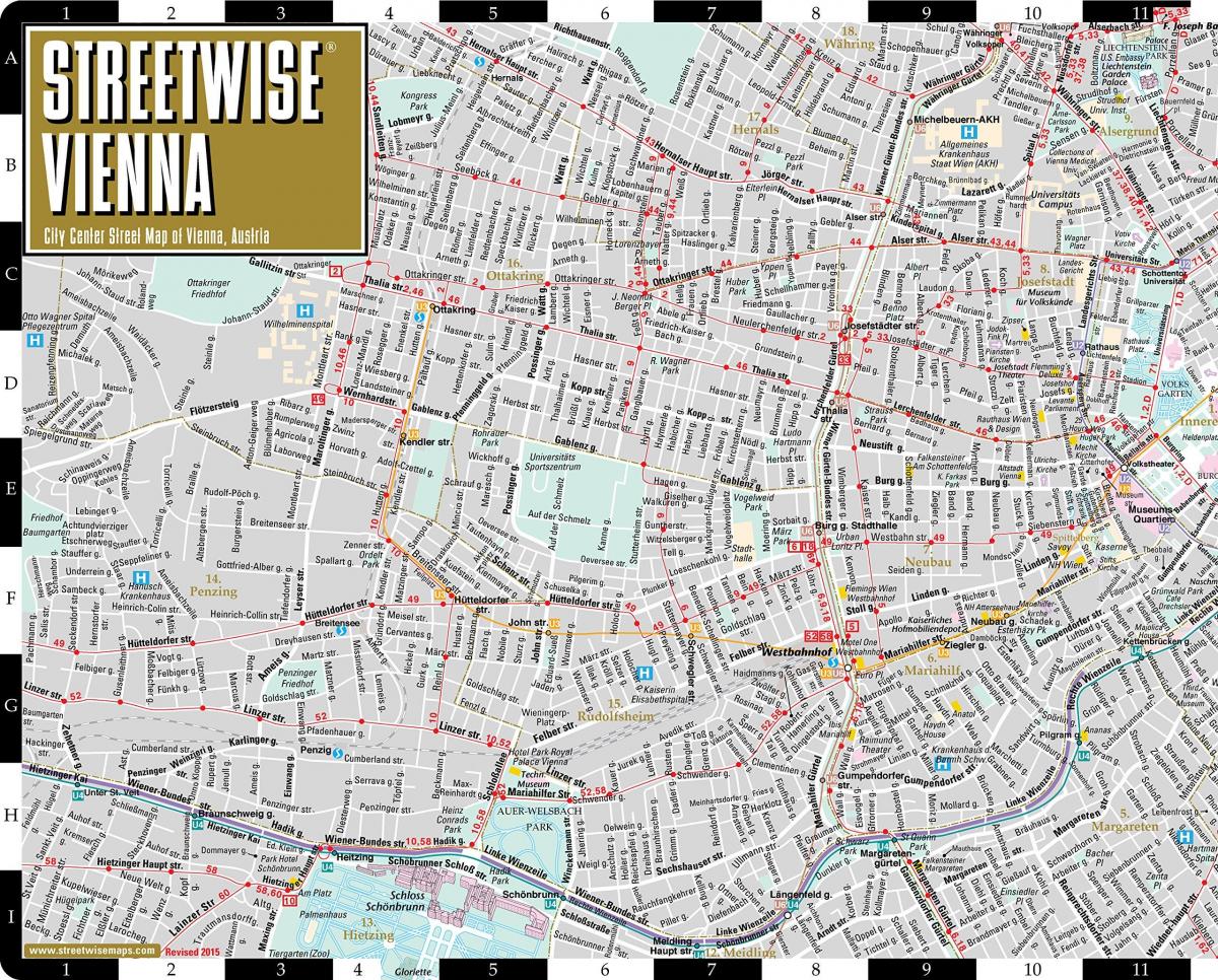 miesto gatvių žemėlapis Vienna Austrija