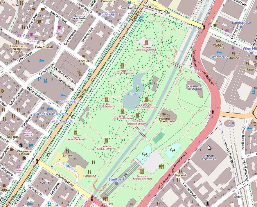 Žemėlapis stadtpark Vienos
