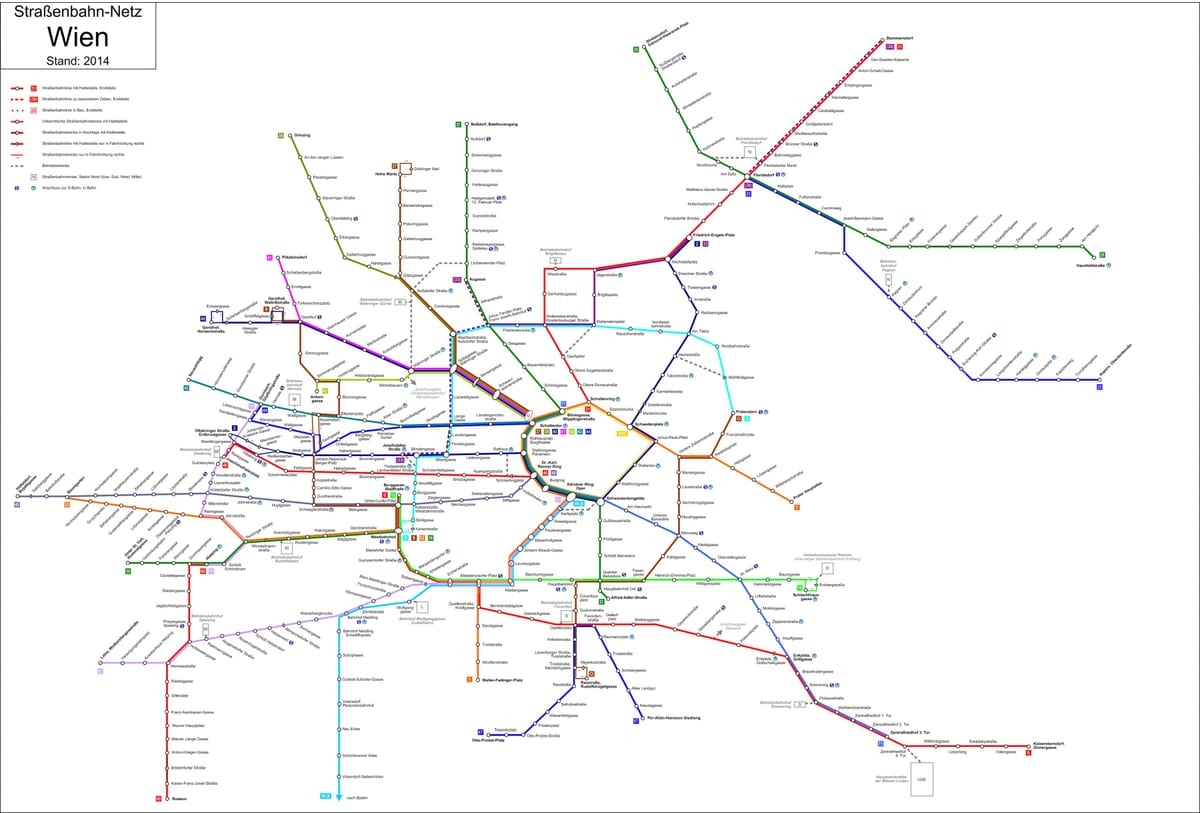 Vienos strassenbahn žemėlapyje