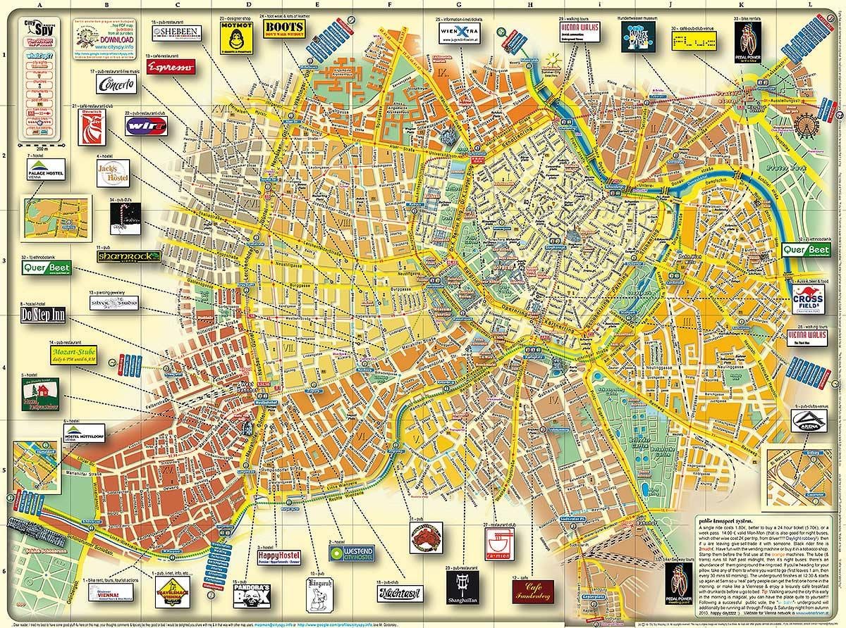 Vienos (Austrija miesto žemėlapis