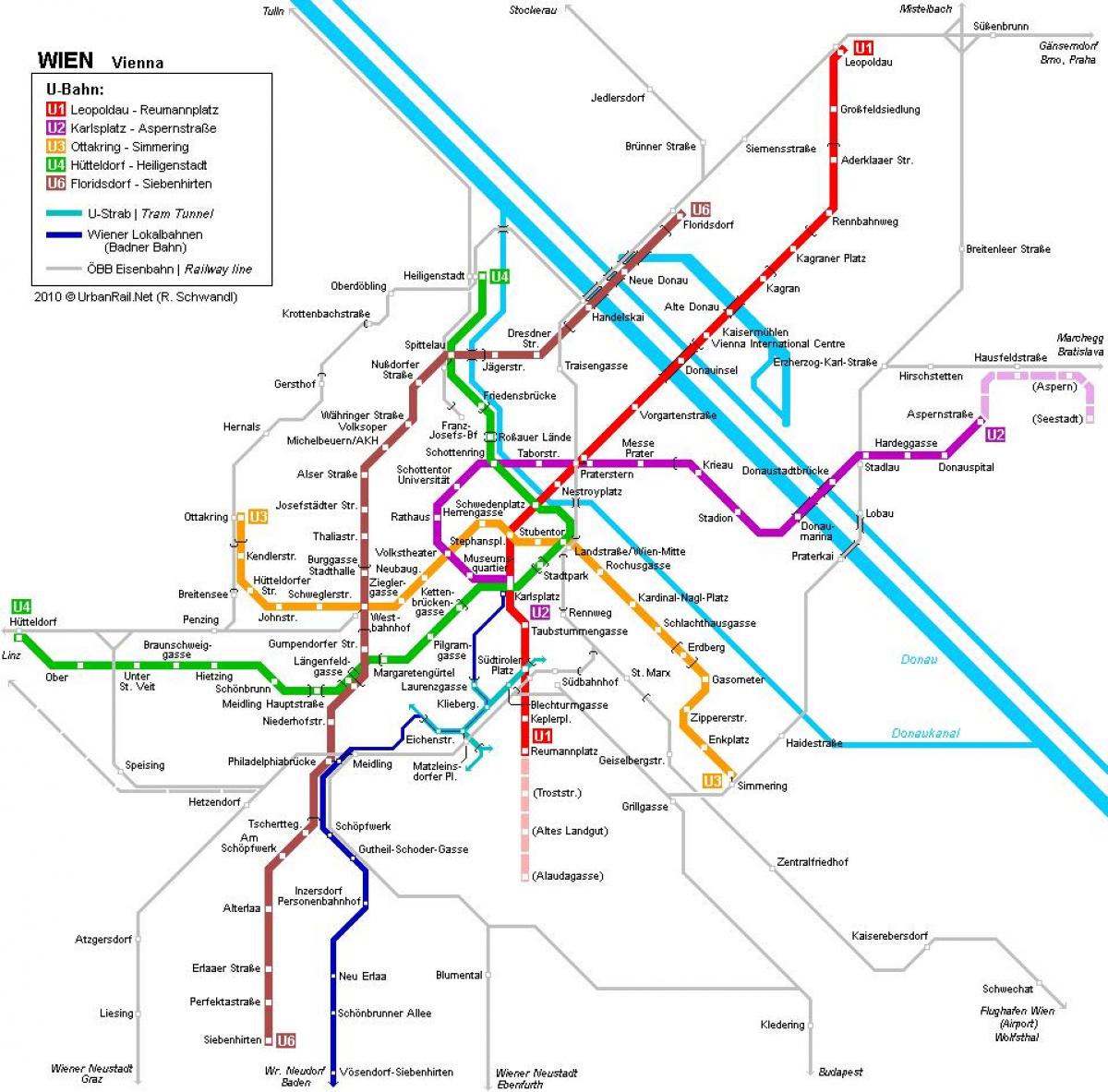 Vienos metro žemėlapis hauptbahnhof
