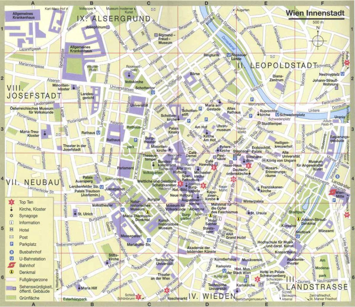 Vienos miesto turizmo žemėlapyje