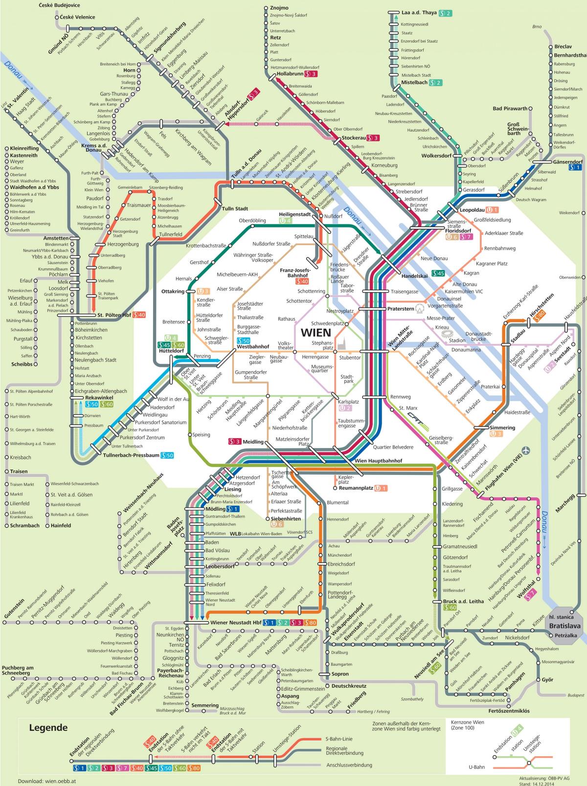 Vienos lengvųjų geležinkelių žemėlapis