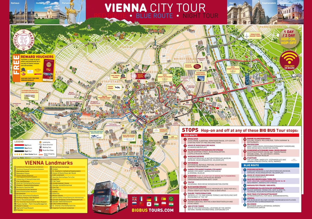 Vienos, didelis autobusas, kelionių žemėlapį