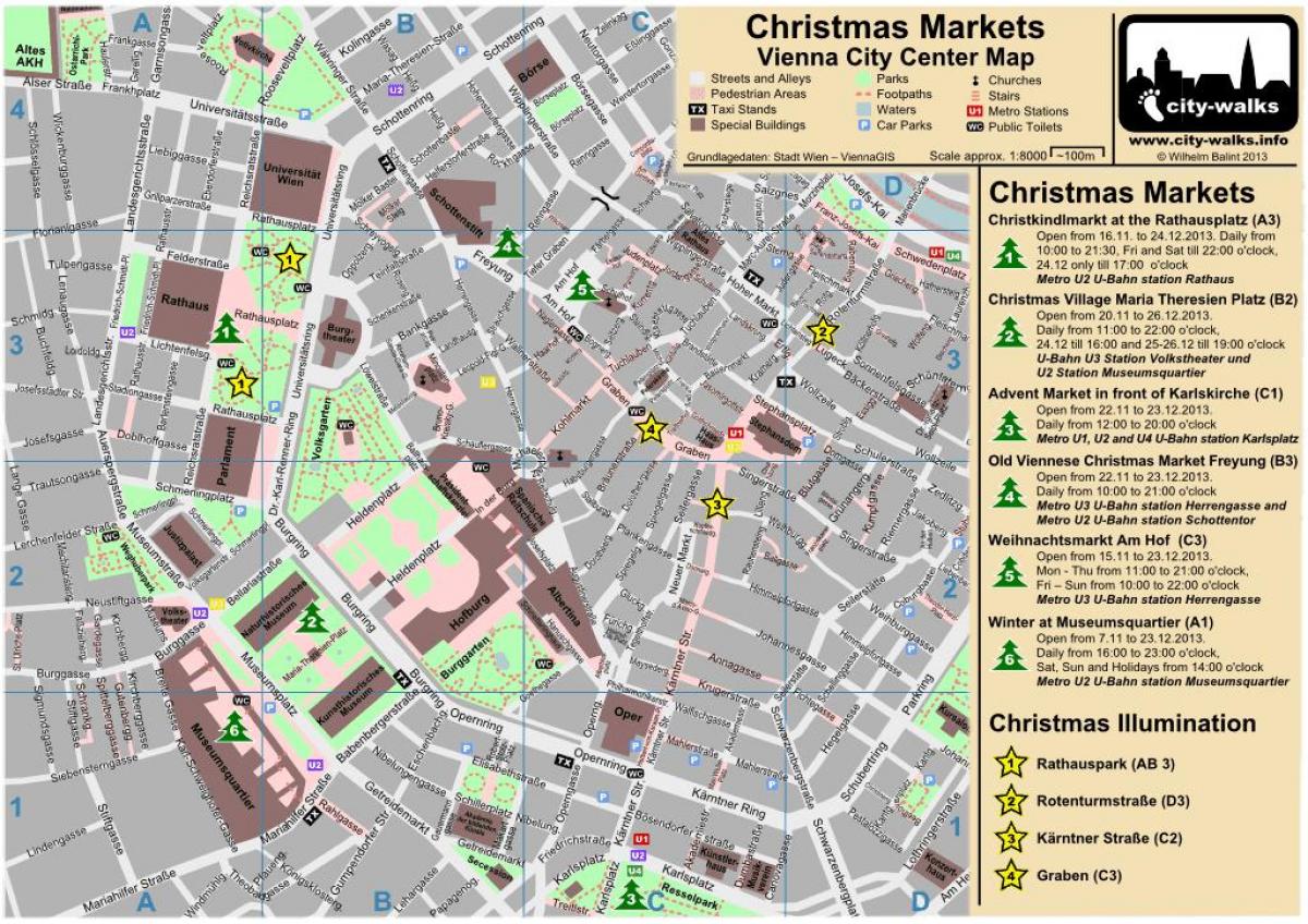 Žemėlapis Vienos kalėdos rinkos