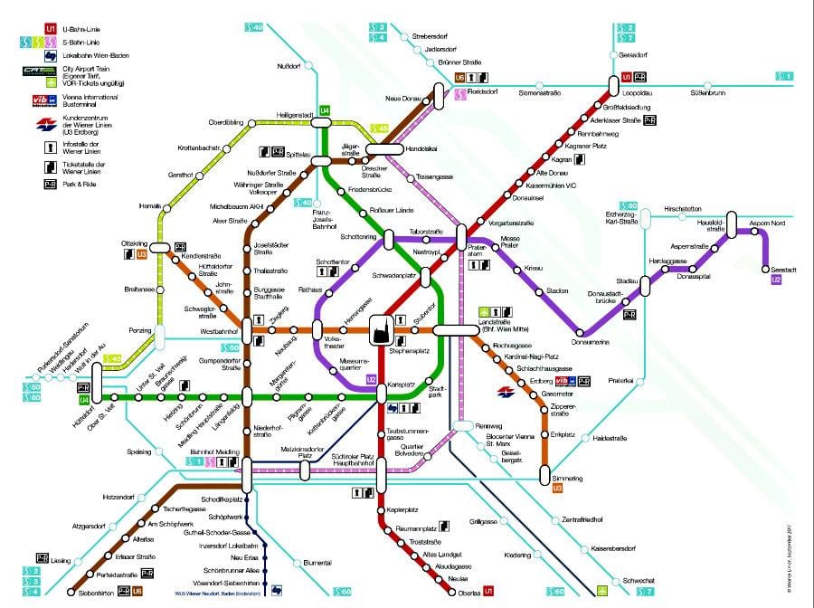 Vienos metro stotis map