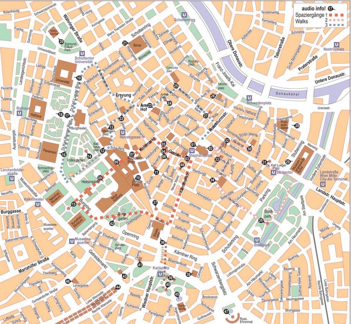 Vienos (Austrija miesto centro žemėlapis