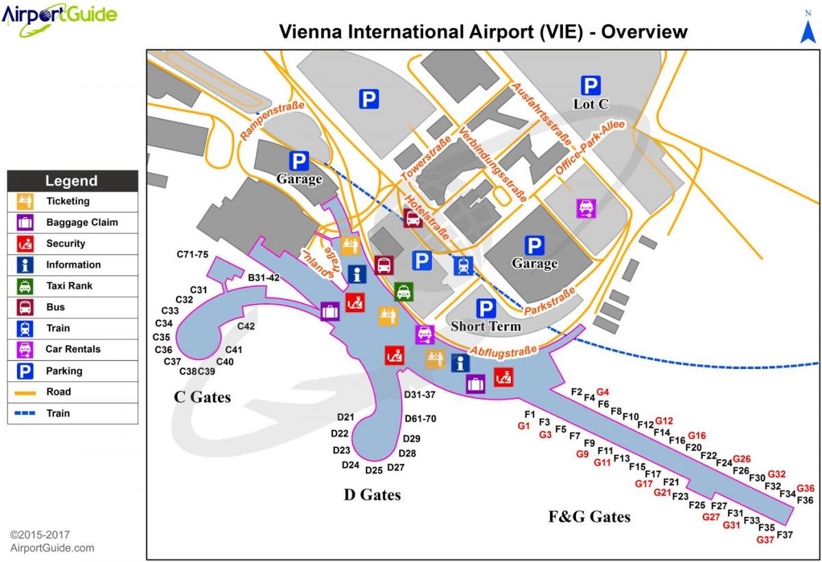 Žemėlapis Vienos oro uosto paskirties