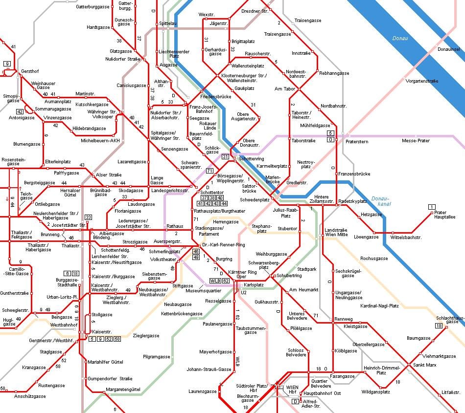 Vienoje traukinių žemėlapis