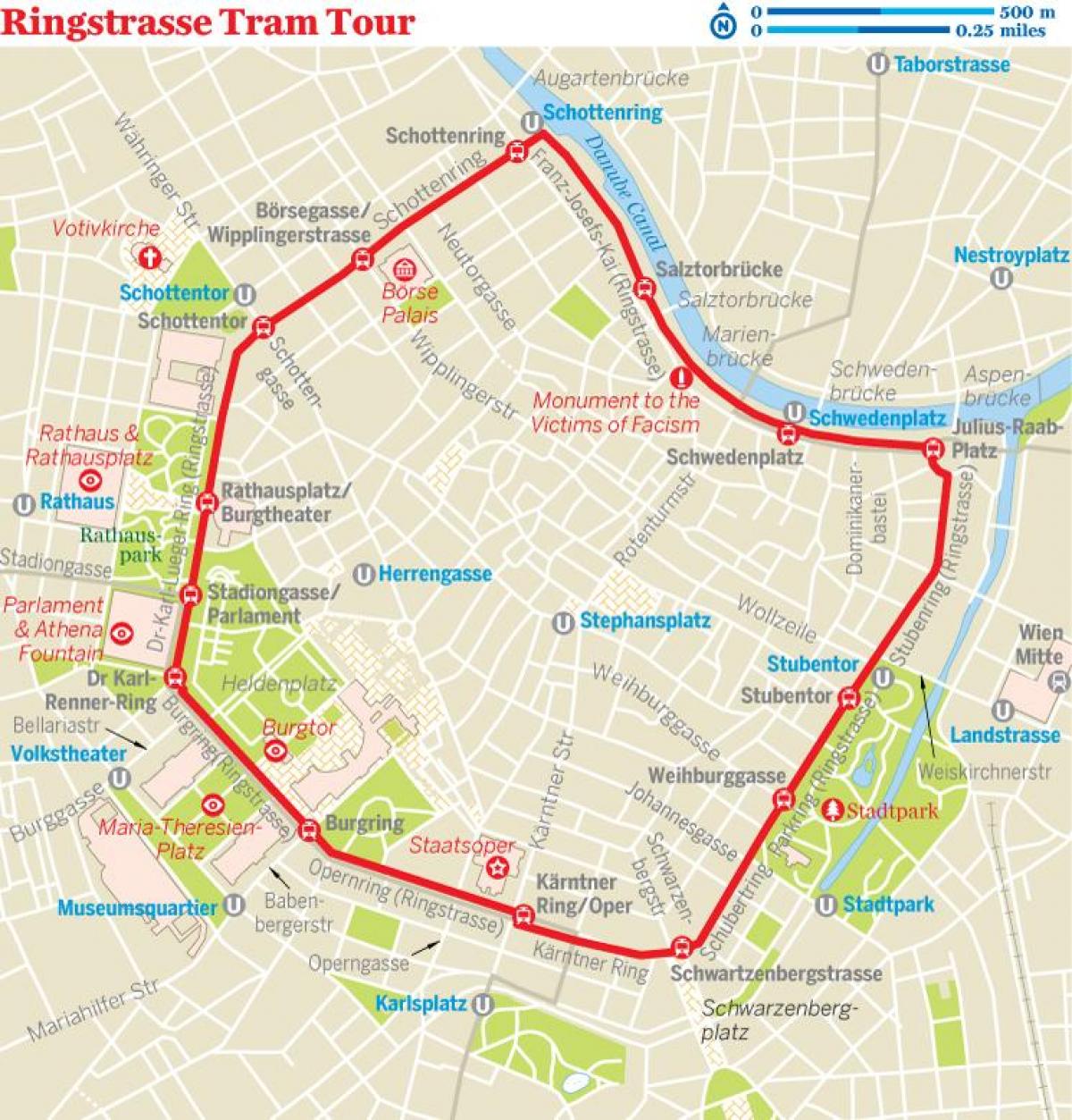 Vienos tramvajų žiedas maršruto žemėlapį
