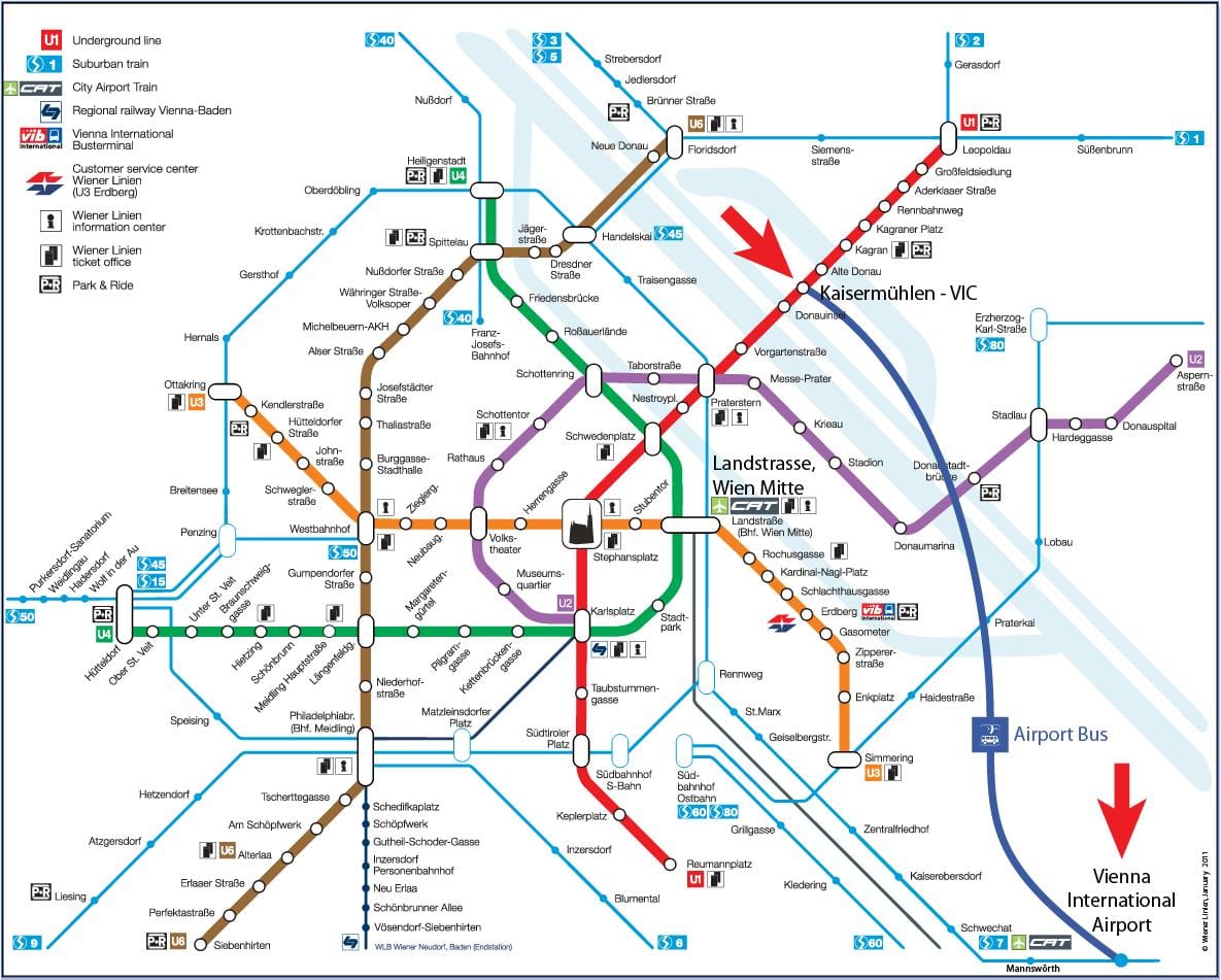 Žemėlapis Wien mitte stotis