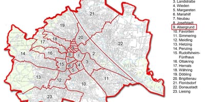 Wien bezirk žemėlapyje