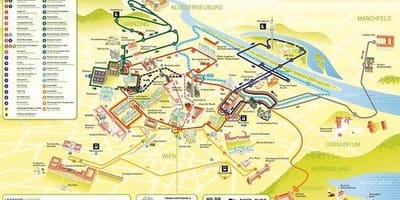 Žemėlapis Vienos ekskursijos autobusu