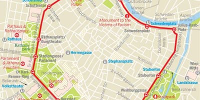 Vienos tramvajų žiedas maršruto žemėlapį